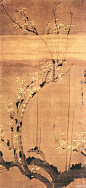 明 陈录《烟笼玉树图》纵137.5厘米，横65.4厘米。北京故宫博物院藏。 