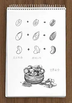 钢笔画｜坚果组合简单画法 - 小红书