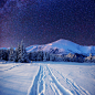冬雪夜星空冬季雪景-macw图库素材