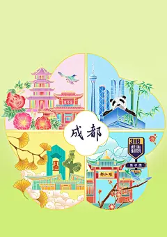 国潮城市插画| 成都印象 - 小红书