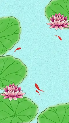 扁平化插画风格荷塘月色海报