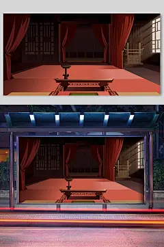 古风地方特色建筑宣传插画
