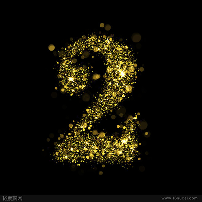 金粉组成的阿拉伯数字2高清图片
