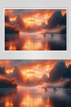 AI数字艺术桂林山水图片