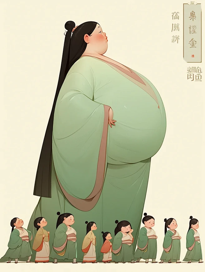 唐代圆脸侍女丨Q版古风头像丨复古插画AI...