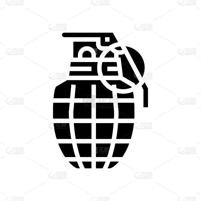 手雷战争武器字形图标矢量插图