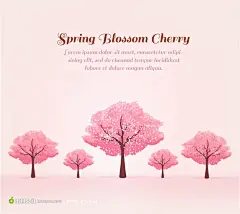 春季粉色樱花树矢量素材