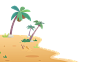 沙滩椰子树海滩沙子椰树冲浪夏至免扣元素
