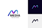 letter m media digital logo icon design. motion graphic logo template vector