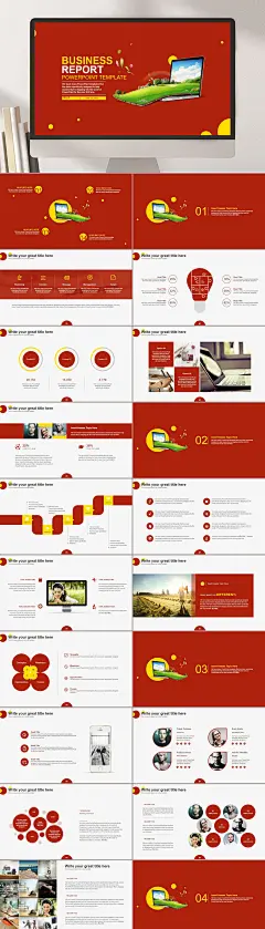 电脑英文高端大气简约工作报告PPT