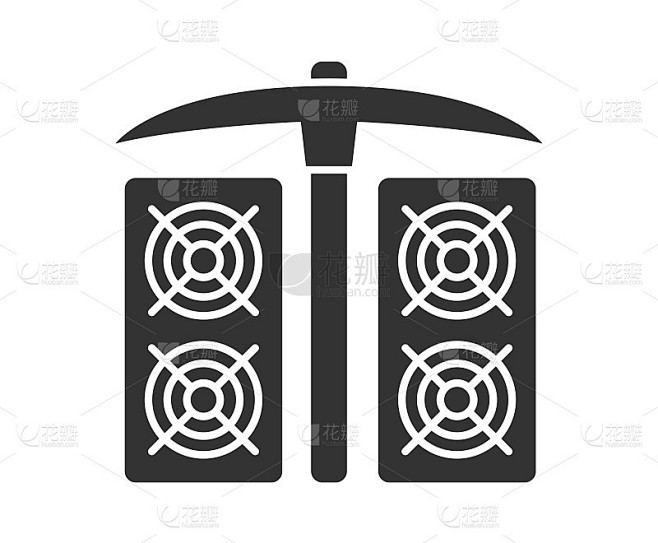 加密货币挖矿镐图形卡服务器图标