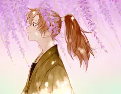【沉醉于甜甜的花香之中】紫藤花特辑 : 大家见过紫藤花吗？ 紫色、白色的小灯笼一样的花朵串成一串的紫藤花，纤细得像是身穿振袖和服的优雅女性一样。一朵朵花虽然很小，但是在似是为了给人欣赏般垂下来的藤条所形成的“藤架”上，一串串花朵摇曳的样子，仿佛让天空都染上了紫藤花的颜色。走在盛开的藤架下，就会被花香所包围，正如紫藤花的花语所言，令人“陶醉”其中呢。
今天就为大家送上描绘了仿佛在邀请赏花的人进入幻想世界的“紫藤花”的插画作品特辑。快来看看吧。