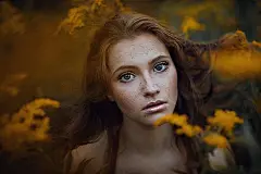 女人,脸,妇女,模特,女孩,红发的人,蓝色,眼睛,雀斑,壁纸,(2)