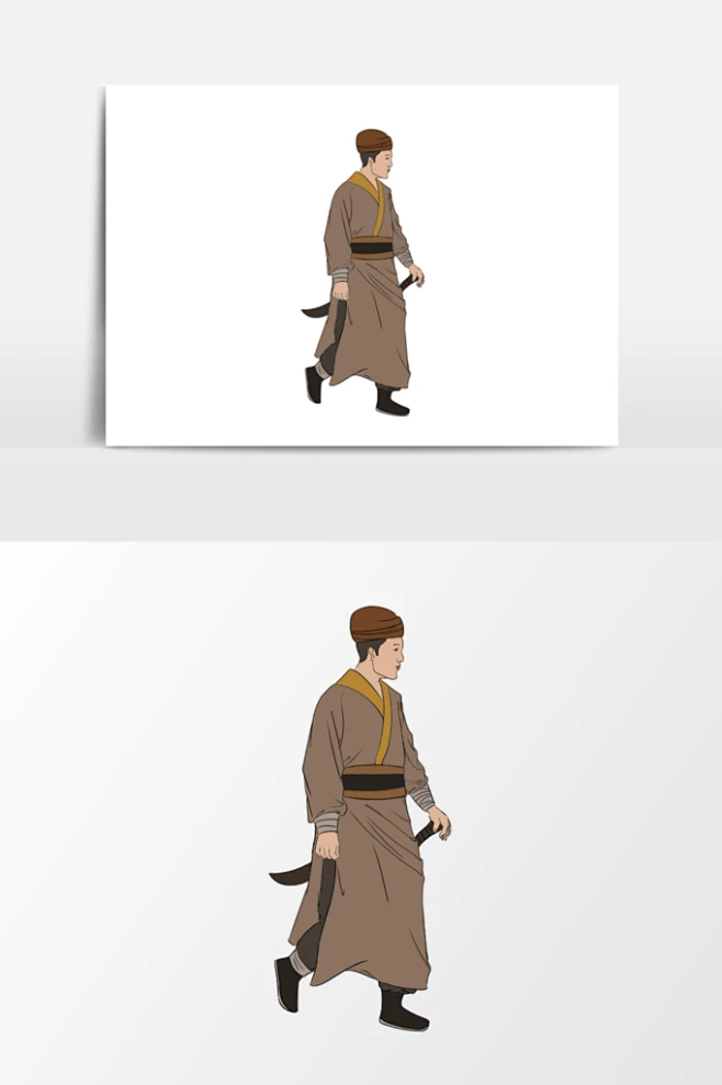古代人带刀侍卫物插画元素-花瓣网
