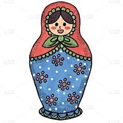 手绘俄罗斯套娃元素