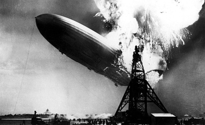 zeppelin on fire