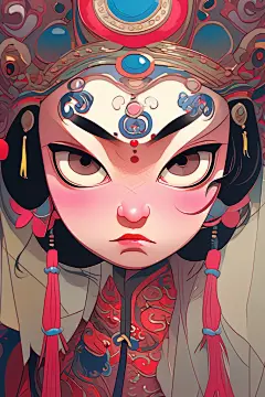 国粹戏曲人物形象插画