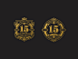 Fifteen Years  Badges florish 25 celebrate anniversary year 15 mark logo ornate gold fancy badges