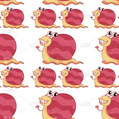 四方连续纹样,卡通,法式蜗牛,分离着色,可爱的,创造力,壁纸,模板,重复