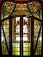 19世纪末Art nouveau风格彩色玻璃窗
