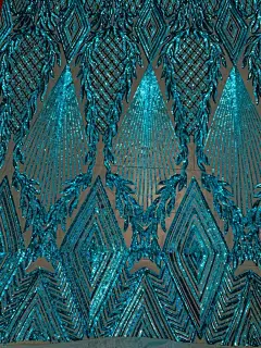 Francesca DARK TURQUOISE Vines and Diamonds Pattern Sequins on - Etsy