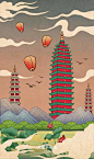 中国风十大名塔建筑插画合计_Z酒肆_插画图片-致设计