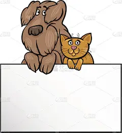 猫和狗与卡片卡通设计