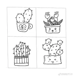 简笔画：可爱的植物与盆栽。作者：@铃铛子520 #简笔画# #手帐#  @巨匠本色 @懒人简笔画 @手绘插画教程 @简笔画 @手帐教程 ​​​​