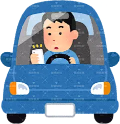 边开车边玩手机贴纸扁平儿童插画元素卡通免扣png图片素材