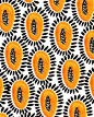 would be lovely on fabric, chair ,cermaic tiles or a Print. orange saffron yellow mango pips seeds black white: 