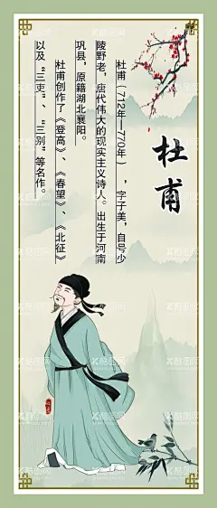 诗人简介  - 源文件下载【酷图网】杜甫,诗人,古诗词,展板,简介,