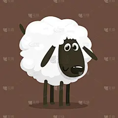 可爱的卡通绵羊吉祥物人物。矢量插图的毛绒绒的羊喂养。孤立的