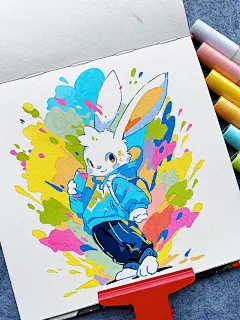 丙烯马克笔_快乐来自夏日多巴胺兔子_1_冰猫W_来自小红书网页版
