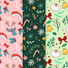 卡通可爱圣诞节老人姜饼雪人糖果礼品包装壁纸墙纸AI矢量印刷素材 (16)