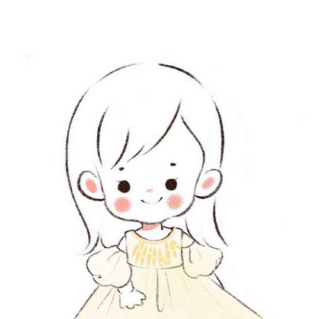 简笔画女孩~（投稿：@土豆奇奇-Agne...
