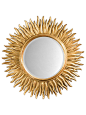 Inviting Home - Sunburst Mirror - 18th century Italian style round carved wood wall mirror with sunburst design 37-1/2" diameter hand-crafted in Italy 18th century Italian style round carved wood wall mirror with sunburst design. Sunburst mirror has