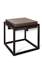 Gueridon Iron black structure Grey wood top