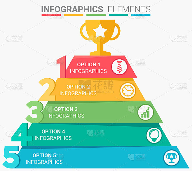 INFOGRAPHICS元素抽象设计排名前五的列表模板