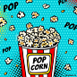 pop corn popcorn in a red and white striped_