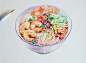 手绘水彩虾仁面 爱上绘画食物的乐趣-木龙蕾