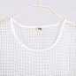 【有耳uare】白色方格欧根纱透明落肩圆领短款上衣t恤原创设计 新款 2013