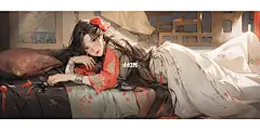 动漫女 古风 插画睡觉姿势 壁纸