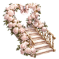 <可商素材>白金色楼梯粉色玫瑰花 - 小红书