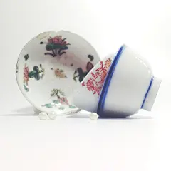  民国制品 手绘花纹配料碟手绘花纹配料碗蓝条纹碗 收藏http://liuzhuan.taobao.com/