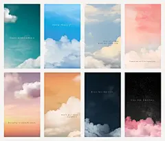 免费PSD天空和云彩psd手机壁纸模板与励志名言集-爱设计爱分享c