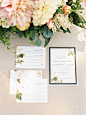 Love these wedding invitations -- totally a window into the garden wedding to come! -by Smitten on Paper | See the actual wedding here: http://www.StyleMePretty.com/2014/02/26/elegant-del-mar-garden-wedding/ Photography: Ashley Kelemen