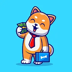 柴犬小狗商人卡通插画矢量图设计素材