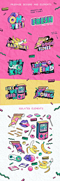 Good Times Alphabet & Graphic Set by Darumo Shop on @creativemarket #90's #90s #nineties #design #ad #illustration