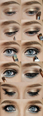 accentuate your eye color by adding a bit of matching eyeshadow under your bottom lashes