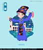 羌族少数民族女孩人物插画